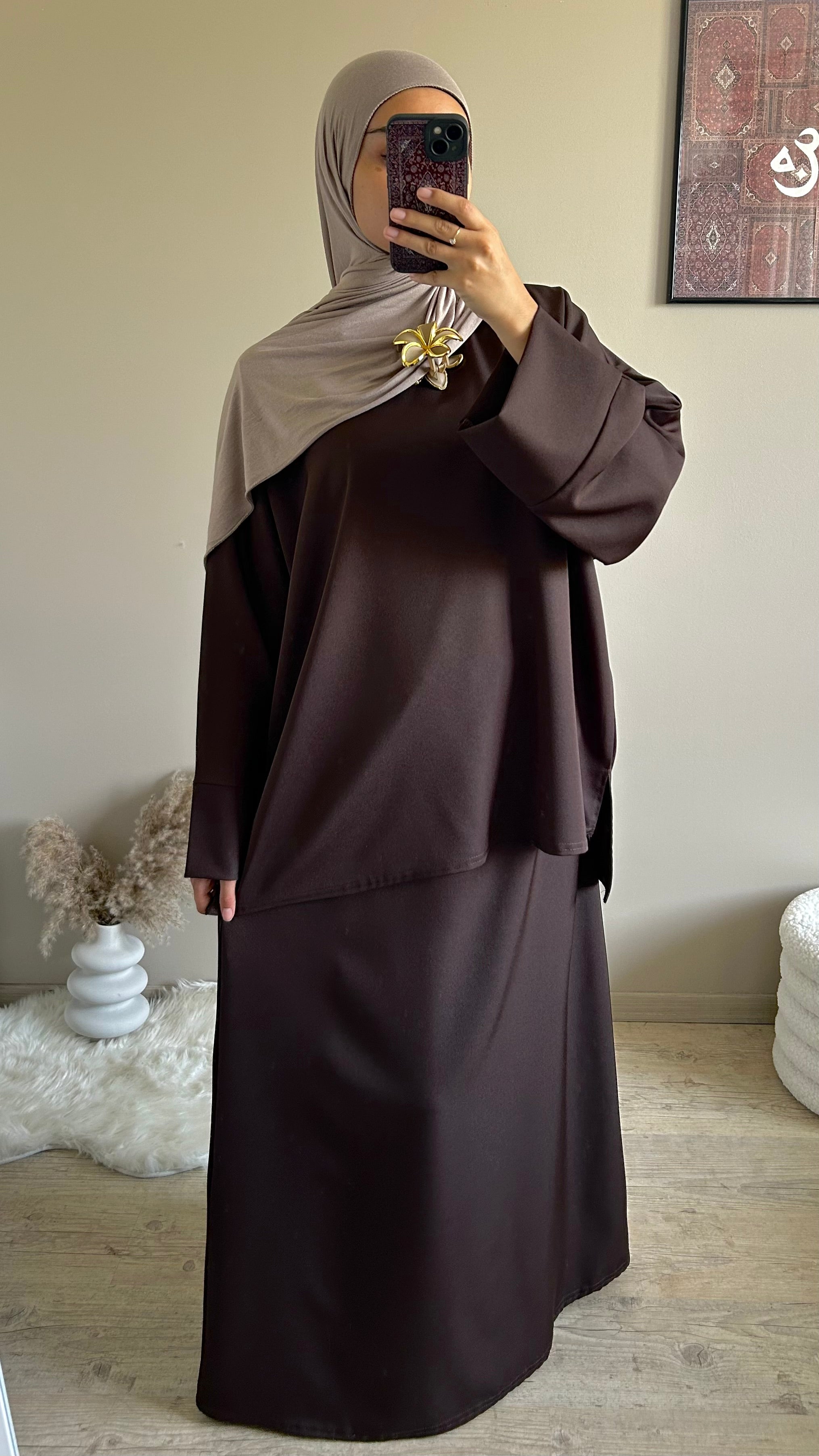 Ensemble jupe marron foncé